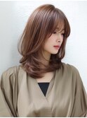 ☆ホワイトグレージュミニウルフデジタルパーマチェリーブラウン