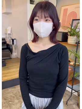 シーン(SCEN) layer bob × straight perm × Bordeaux