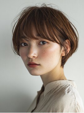 黒髪/クラゲヘアー/オリーブグレー/小顔/ココアベージュ/大口