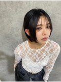 丸みショートシースルーバングくびれボブマッシュショート