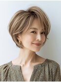 ◇大人可愛い20代30代40代50代前下がりショートボブ丸みショート