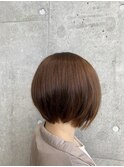 キャラメルベージュ×丸みショートボブ