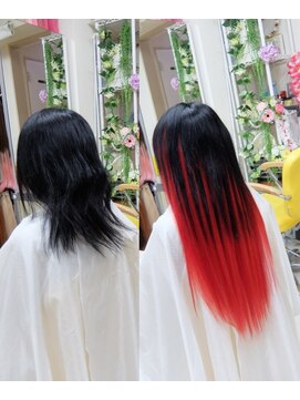 エクステ専門店ミキ 横浜店(MIKI) 原色エクステ#ハイライトエクステ#赤レットエクステ