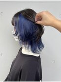 ブルー/インナーカラー/ダブルカラー/レイヤーカット/オージュア