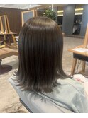 20代30代40代髪質改善オリーブアッシュ艶感ロブヘアー