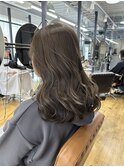 グレージュオリーブベージュ顔周りカット韓国風前髪甲府美容室