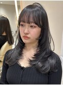 韓国ヘアーハッシュカットレイヤーカットグレージュブリーチ無し