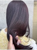 【徳岡】暖色カラー 暗め ロングヘアー ワインレッド