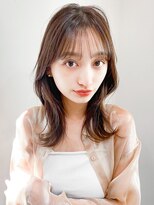 レア 表参道(L'ea)&nbsp;くびれヘアアプリコットオレンジ夏ヘアハイライトカラー韓国ヘア