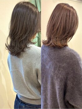 《仙台*八木山》ダメージレスで立体感のある白髪ぼかしハイライト/透明感たっぷり艶カラーで上質ヘアに◇