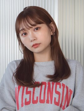 ガーデンヨコハマエスト(GARDEN YOKOHAMA est) ストレートイメチェン似合わせカットフルバングレッドブラウン