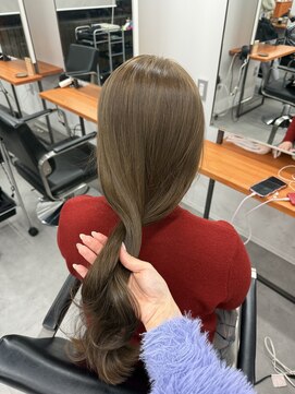 レブ 三条河原町(Reb,) ブリーチなしダブルカラーレイヤーカットミルクティーベージュ