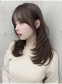 duft°艶髪/ブリーチなし/顔周りレイヤー/アッシュグレージュ