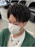波巻きスパイラルツイストスパイラルパーマツーブロックマンバン