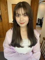前髪オリーブベージュグレージュアッシュフレンチカジュアル