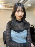 ダークグレージュ×レイヤーセミロング
