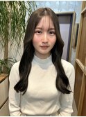 グレージュ/小顔レイヤー/美シルエット外巻きロング/韓国風ヘア