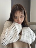 ロングレイヤー/シースルーバング/フォギーベージュ
