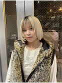 切りっぱなしボブ/ハイトーンボブ/顔まわりレイヤー