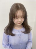 透明感ベージュカラー/シースルー前髪/顔まわりカット@磯崎