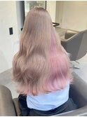 9749ミルクティーアッシュインナーカラーホワイトピンク韓国ヘア