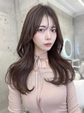 エヌアイ オモテサンドウ(ni omotesando) 憧れ韓国ロングヘア顔周りカットレイヤーカットピンクグレージュ