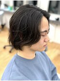【メンズボブ】ニュアンスセンターパートスパイラルパーマ名古屋