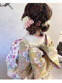 成人式ヘア/結婚式ヘア/振袖ヘア/ツインアレンジ/ツインお団子