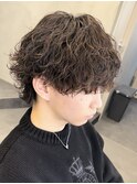シャドウパーマ縦落ちパーマ刈り上げマッシュメンズヘア波巻き