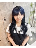 プルエクステプルシールブルーブラック透明感ロング心斎橋