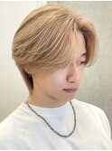 渋谷メンズブリーチミルクティーベージュヘーゼルベージュ金髪◆