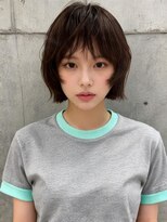 エイチ ウルフカット 大阪梅田(811)&nbsp;オリーブアッシュラインボブエンドカラー切りっぱなしミディアム
