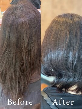 アークスヘアー ダークべージュスタイリング簡単♪毛先パーマ×ボブディ