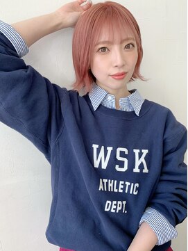 エメ ヘアー(aimer hair) 外ハネボブ×ペールピンク