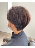 ブラウンカラーマニッシュ透明感小顔ショートウルフ20代30代