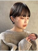 コンパクトショート×シアベージュ#グレーベージュ#黒髪