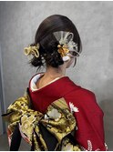 和装ヘアセット大人可愛いタイトツインヘアアレンジ成人式