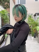 ウォーター 表参道(WATER)&nbsp;ペールグリーン/切りっぱなしボブ【表参道】@water.hair