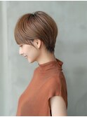 チェリーブラウン/耳かけショート/前髪あり/丸みショート
