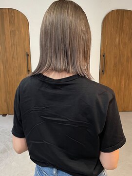 カシェル(cashel) グレージュ ロブ ボブ 切りっぱなしボブ ベージュ ミルクティー