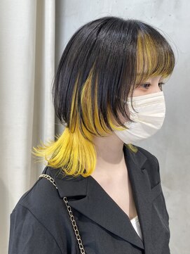 シーン(seen) ◎クラゲウルフ×インナーカラー◎ 小顔カット　デザインカラー