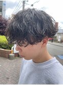 波巻きスパイラルパーマツイストマッシュメンズヘア韓国コンマ