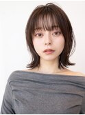 チョコグレージュ/20代30代大人かわいい/ミディアムレイヤー