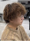 前上がりマッシュウルフ波巻スパイラルパーマスパイラルパーマ