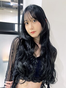 グレージュロング韓国ヘア顔周りレイヤー_F61139