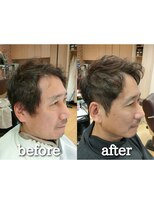 カズ 中津店(KAZU)&nbsp;茨木市 メンズ 大人男性 アップバングショート ケアパーマ 軟毛