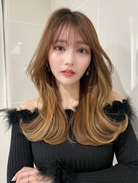 ノイズ オオサカ(NOISM) 小顔外ハネミディアムアッシュ20代30代40代くびれミディ韓国ヘア