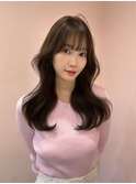 韓国ヘア/顔まわりカット/くびれヘア/前髪あり