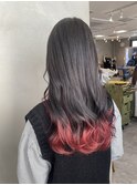 裾カラー/赤髪/ボルドー/ピンク/グラデーションカラー/表参道
