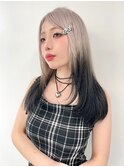 グラデーションカラー　レイヤーカット　シルバー　ハイトーン